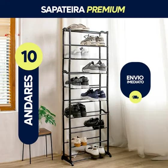 Sapateira Portatil 30 Pares Com 10 Andares Sapatos Desmontável Resistente Organizador Multiuso