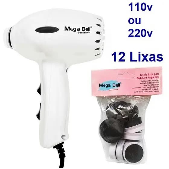 Pedicuro Compact Elétrico Branco Esfoliador Lixa Elétrica Para os Pés + 12 Lixas Descartáveis
