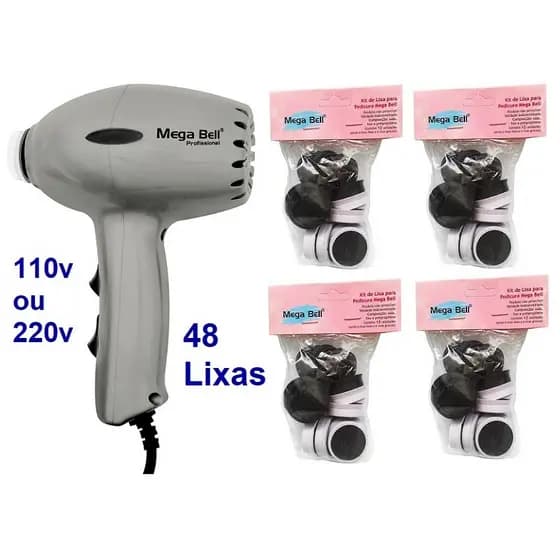 Pedicuro Compact Elétrico Prata Esfoliador Lixa Elétrica Para os Pés + 48 Lixas Descartáveis