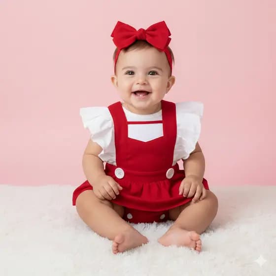 Jardineira Romper Bunda Rica Conjunto Body macacão Fantasia Natal Mêsversario Smash The Cake