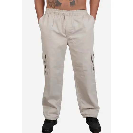 Calça Cargo Compton Sarja Pesada Reta Bege