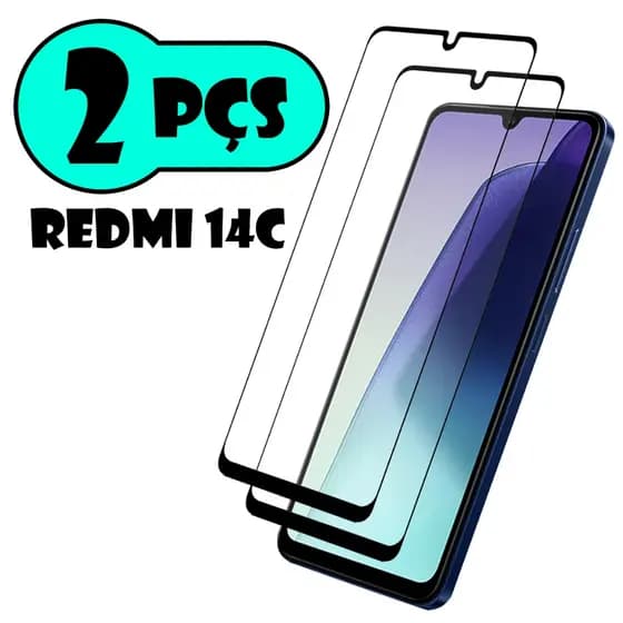 Kit Com 2 Películas de vidro 3D Para Xiaomi Redmi 14C