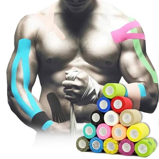 Kit Knesio Tape Fita Elástica Bandagem Funcional 5mx5cm Fisioterapia Rolo Levanta Seios Knesiotape Fita Adesiva