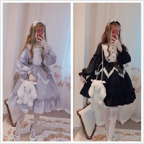 (Liu) Menina Japonesa Fofa Irm Macia Saia Lolita Lolita Estudante Lolita Vestido Vestido Pequeno Xia Meng