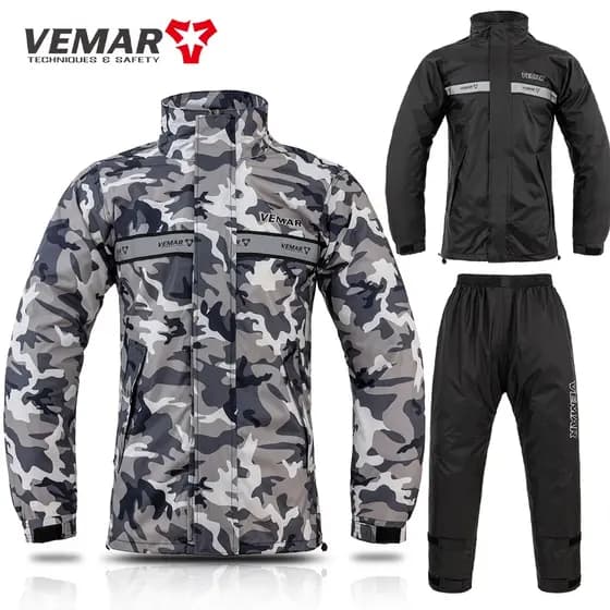 Conjunto Dividido De Capa De Chuva Para Motocicleta Vemart Tops Calças Jaqueta À Prova D'água Masculina Camuflagem Fato