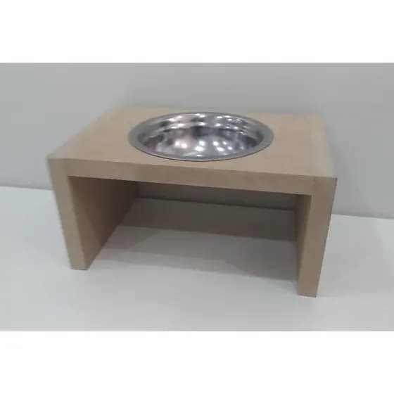 Comedouro unitario em MDF Cru para gatos tigela em aluminio
