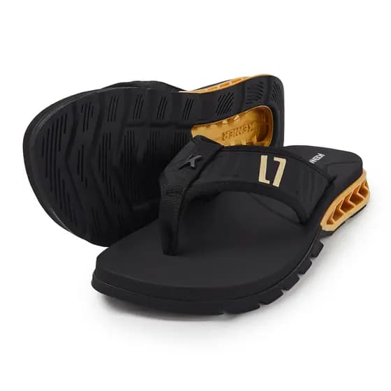 Sandalia Chinelo Kenner Masculino Feminino Alta Frequência L7 Elite Original Preto Dourado