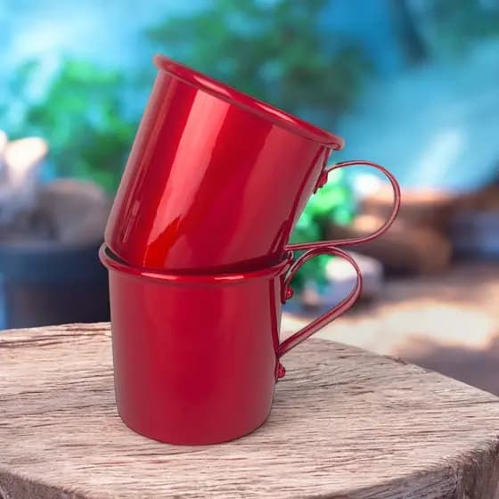 Kit 2 Caneca Copo Moscow Mule Alumínio Cor Vermelho 350ml