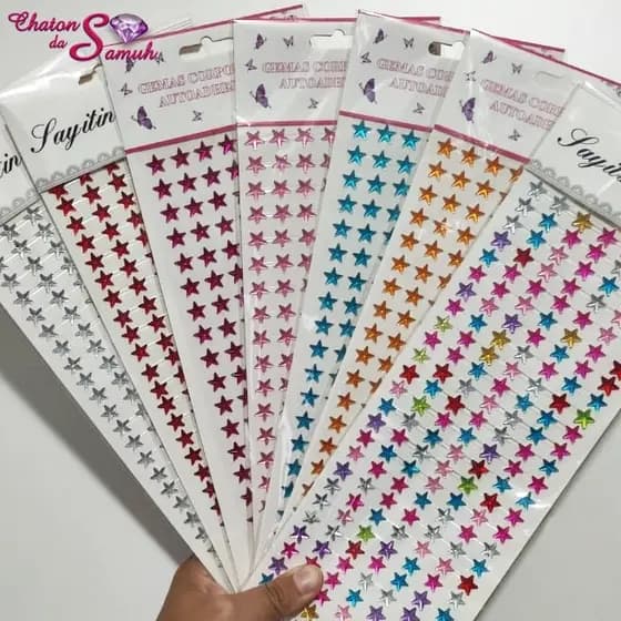 Cartela de Strass Estrela Auto Adesiva para Artesanato