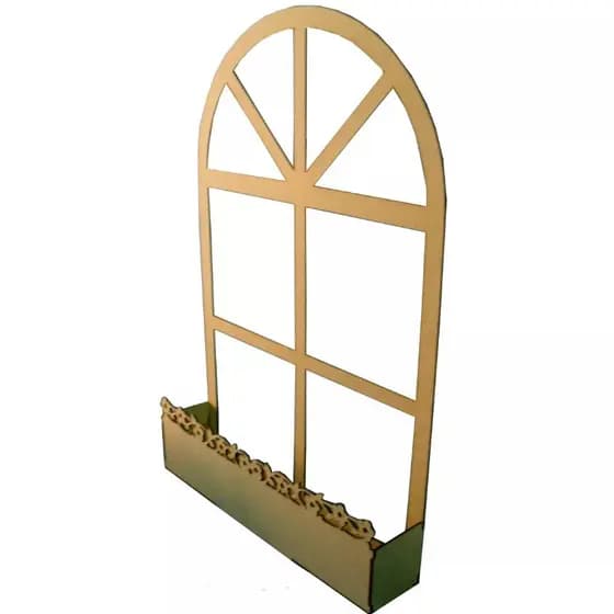 Kit 02 Janela Provençal | Pequena | Floreira Cenário Mdf