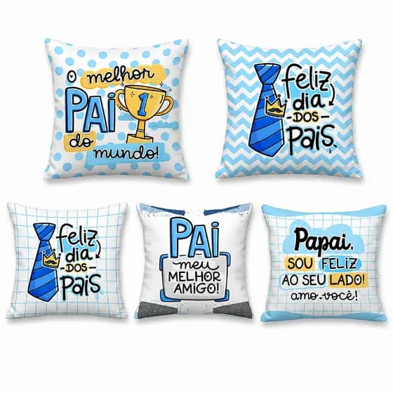 Kit 5 / 10 Almofadas Dia dos Pais - Almofada Dia dos pais - 20x20 - Almofada para cesta Dia dos Pais