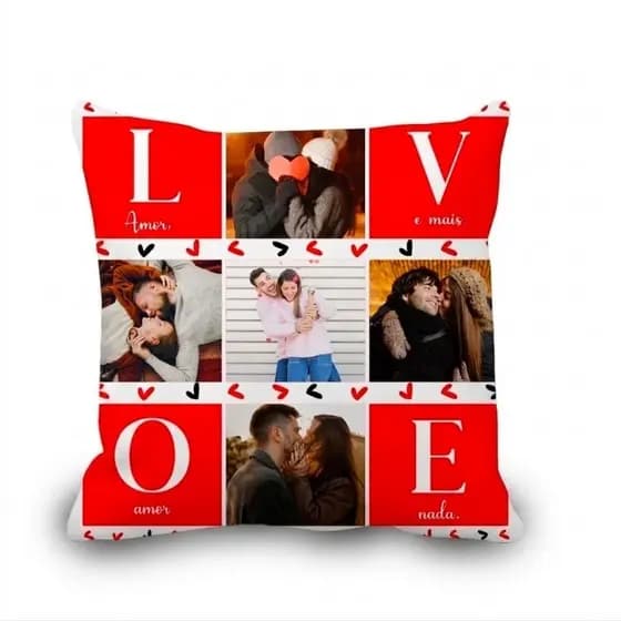 Almofada com foto Dia dos Namorados 30x30 - Almofada decorativa Dia dos Namorados - Presente Dia Dos Namorados