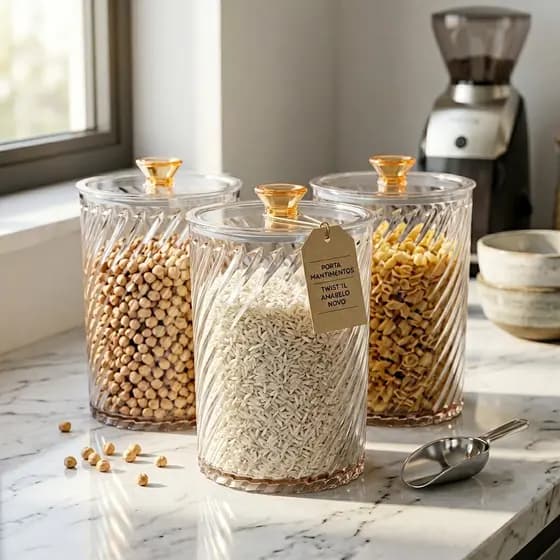 Porta Mantimentos TWIST 1L Amarelo Novo Organizador Cozinha