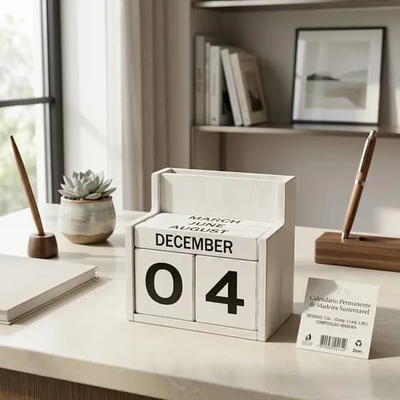 Calendário Permanente de Madeira Decorativo e Sustentável para Organização Diária