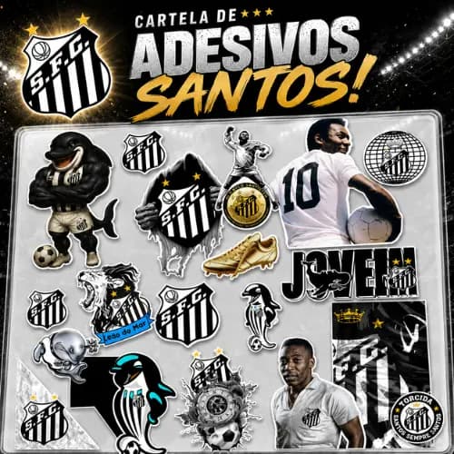 Adesivo Santos Futebol Clube Vila Belmiro Pelé Neymar Peixe Torcida Jovem Carro Moto Grau Osascorte Celular Caderno