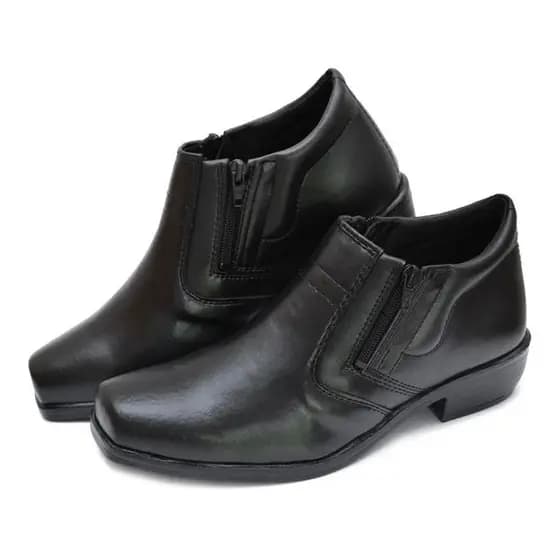 Bota Masculina Social Confortável Zíper Cano Baixo Moderna Preto\ Café