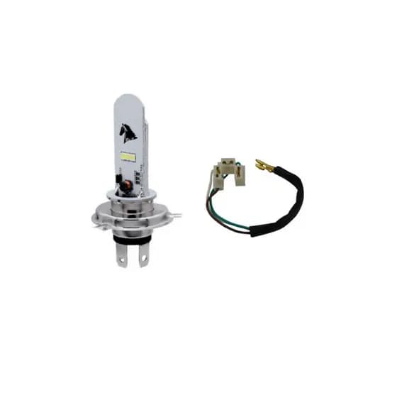 LAMPADA LED +SOQUETE FAROL PARA ADAPTAR SISTEMA H4 AZ1 50CC AZ125CC ALFA avelloz