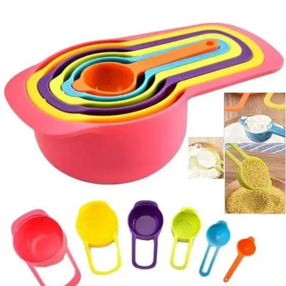 Conjunto Kit Colher Colheres Xícaras De Medida 6 Peças Colheres Medidoras