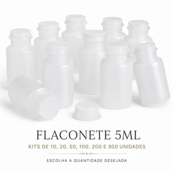 Frasco Flaconete Plástico 5ml Tampa De Pressão 300 Unidades