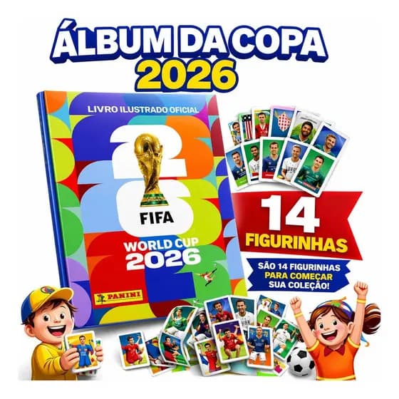 Album Panini Oficial Copa Do Mundo 26 Capa Mole +14 Figuinhas Oficial