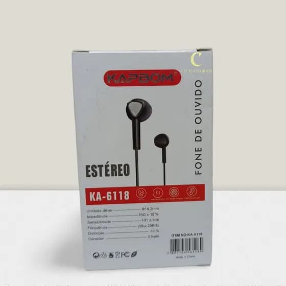 Fone de ouvido KAPBOM - Stéreo - Plug P2.