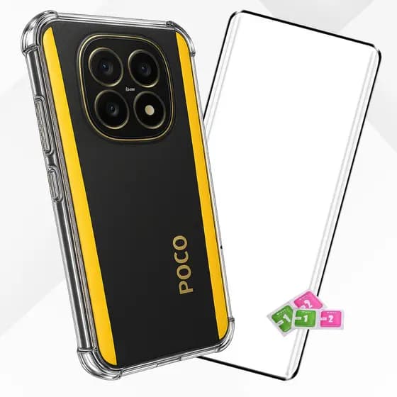 Kit Xiaomi Poco X7 Pelicula Curvada 3d Vidro Ultra Glass + Capinha Anti Choque Transparente Flexível