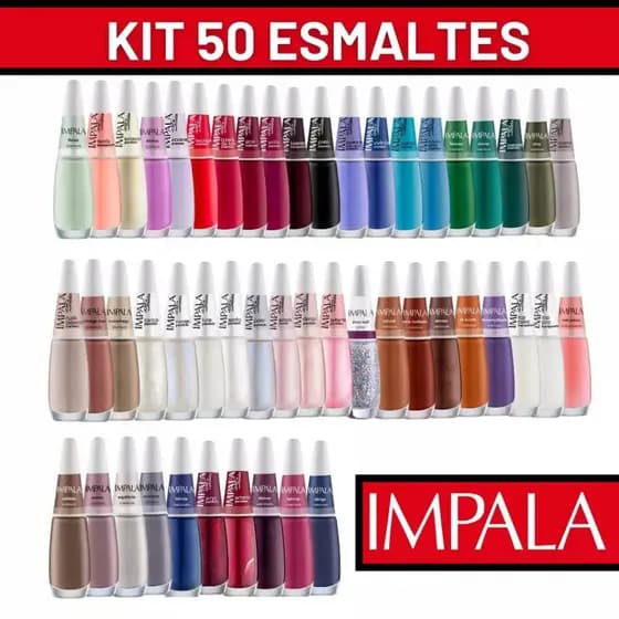 Kit Esmaltes Impala Atacado Diversas Cores Kit Manicure Mãos e Pés