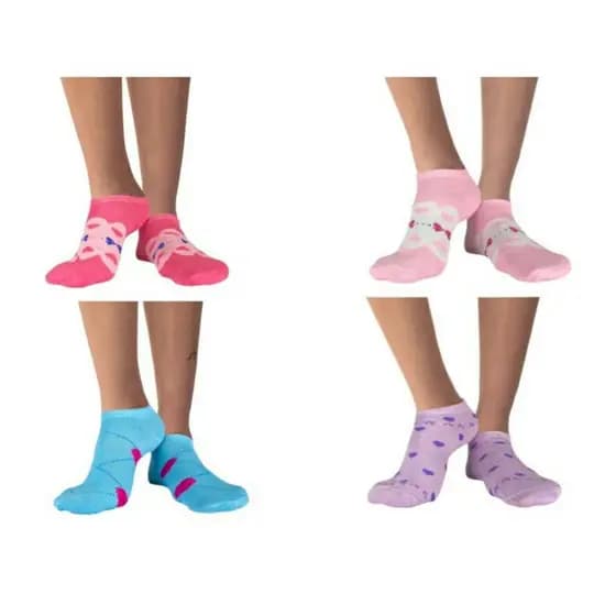 Kit com 03 Meias Soquete Feminina Cano Curto Algodão