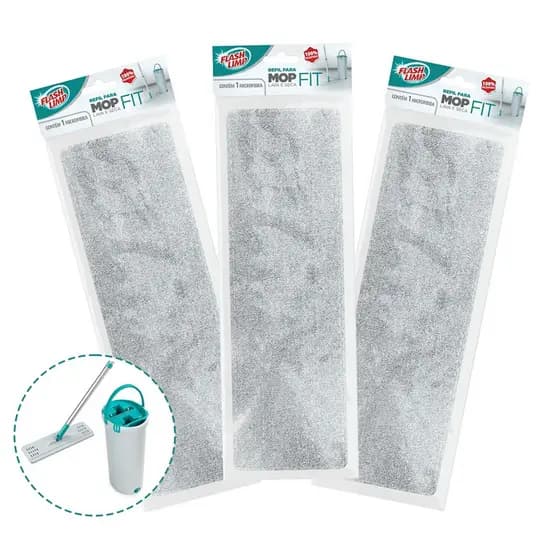 Refil De Microfibra Para Mop Lava Seca Fit Flashlimp C/3