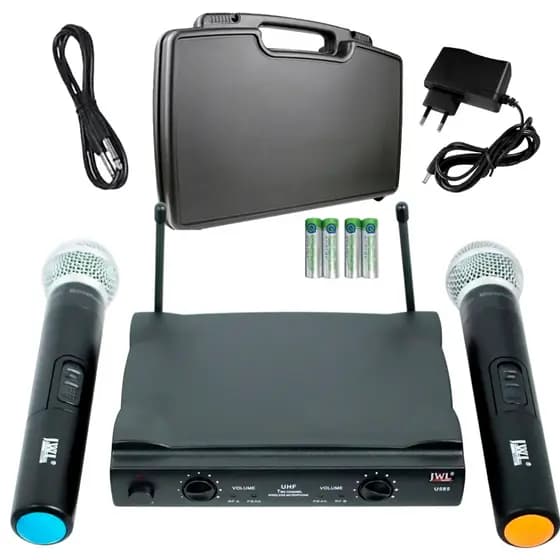 Microfone Sem Fio Duplo Profissional, Microfone Jwl, Microfone sem fio JWL U-585 Uhf