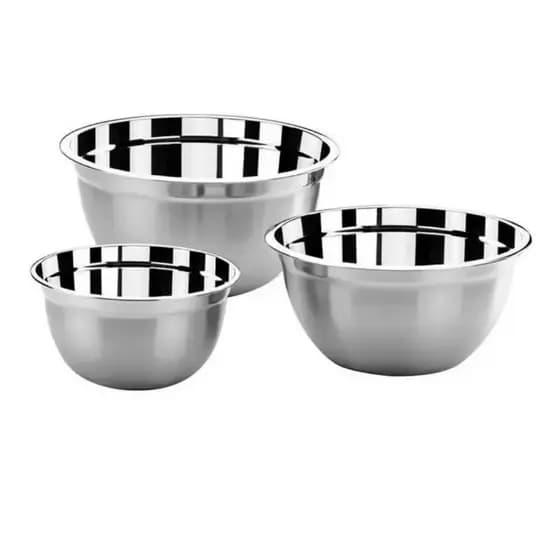 Kit 3 Tigela Mixing Bowl Em Aço Inox 28cm 22cm 20cm envio imediato