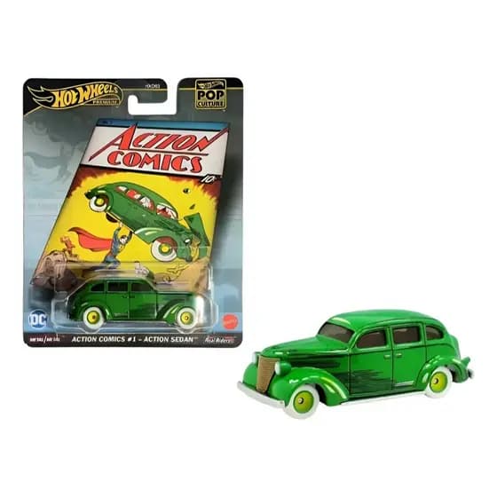 Hot Wheels Premium Action Comics #1 Sedan Superman DC Metal Real Riders Colecionável