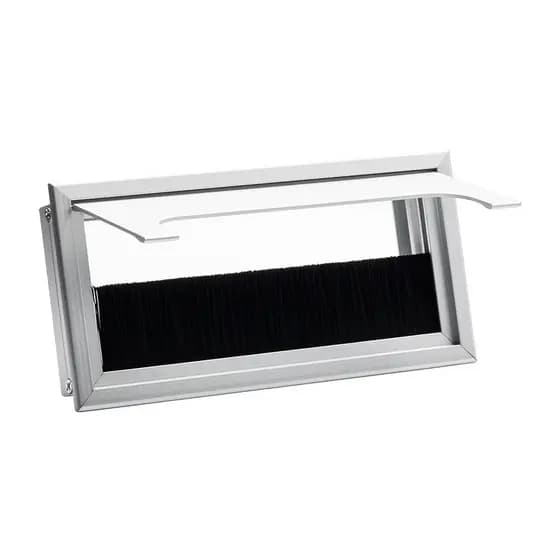 Passa Cabos De Aluminio Retangular Mesa Escritorio 80x160mm