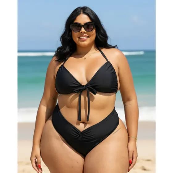 Conjunto Feminino Biquini Plus Size Lipo Efeito lipo afina cintura praia