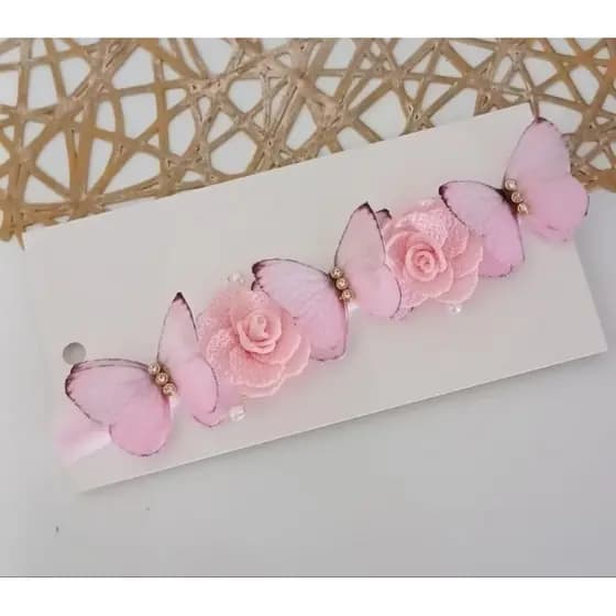 Tiara Jardim Encantado 🌸 Rosa Bebê – Arco ou Faixinha cheia de charme para sua princesa!