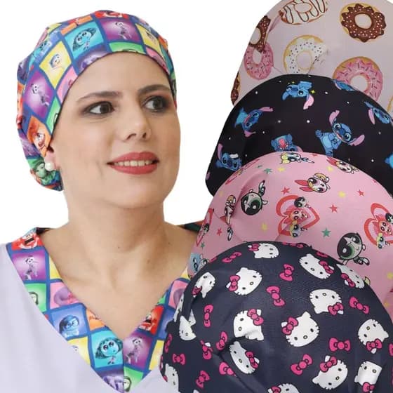 Touca Cirúrgica Feminina Com Elástico Gorro Personagem