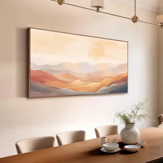 Quadro Decorativo Montanhas Abstratas Sol Paisagem