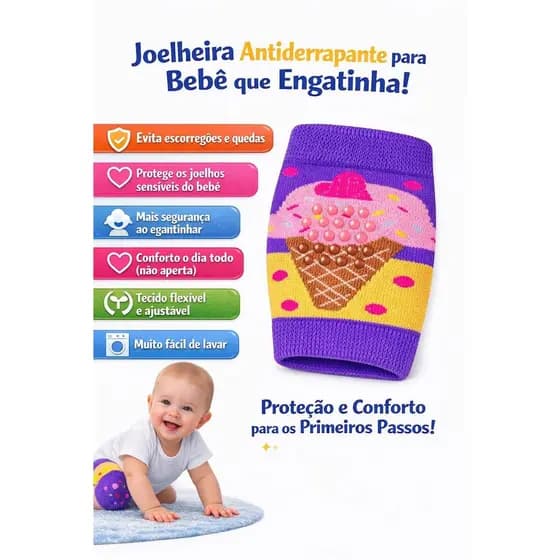 Joelheira Bebê Antiderrapante Engatinhar Proteção Joelho Confortável Ajustável Infantil Segurança Primeiros Passos