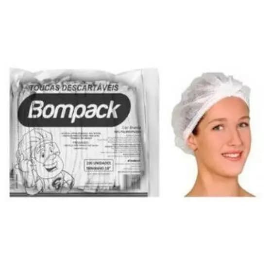 Touca Descartável Para Cozinha Comércio Bompack Pacote Com 100 Unidades