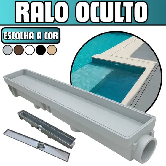 Kit Ralo Linear Invisível 6x50 Sifonado ABS Oculto Porcelanato Branco Cinza Claro Cinza Escuro Preto