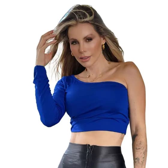 Cropped Mula Manca Uma Manga Longa Com Bojo Suplex Moda Feminina