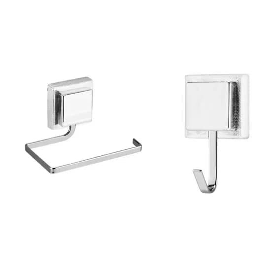 KIT PORTA TOALHA/ GANCHO E PORTA PAPEL HIGIÊNICO CROMADO 3M