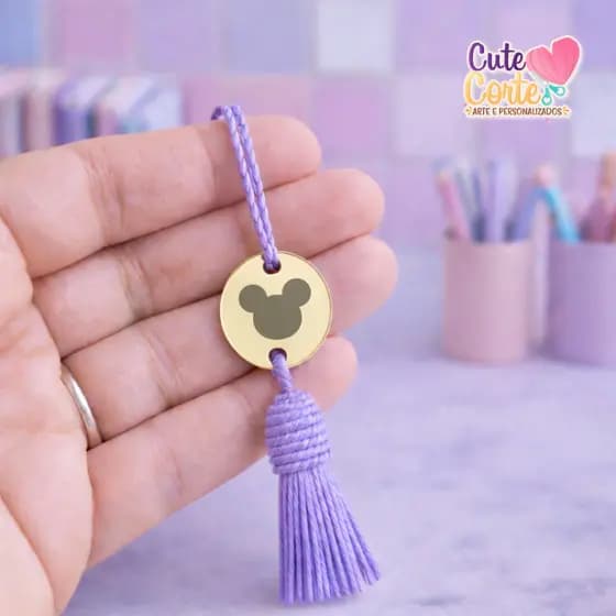 PINGENTE PARA TASSEL CORAÇÃO / PINGENTE 1 FURO - ETIQUETA ACRÍLICO - PLACA ARTÍSTICA - MICKEY