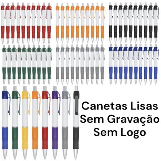 Kit de 50, 100 e 200 Canetas Lisas sem Estampa para Personalização Silk Transfer Laser K01P