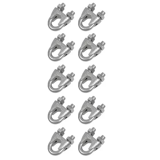 Kit 10 Clips Grampo 1/8 para Varal - Cabo de Aço Galvanizado