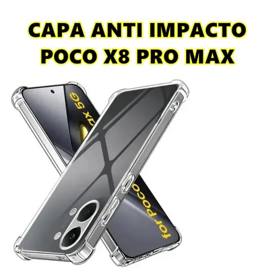 Capa Anti Impacto Para Poco X8 Pro Max Capinha Transparente Com Borda De Silicone P/ Celular Pocophone X8 Pro Max