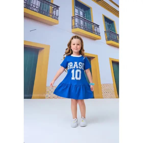 vestido verde brasil infantil copa