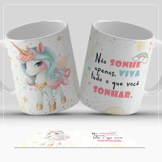 Caneca Unicórnio Personalizada com Foto ou Frase | Presente Delicado e Feminino