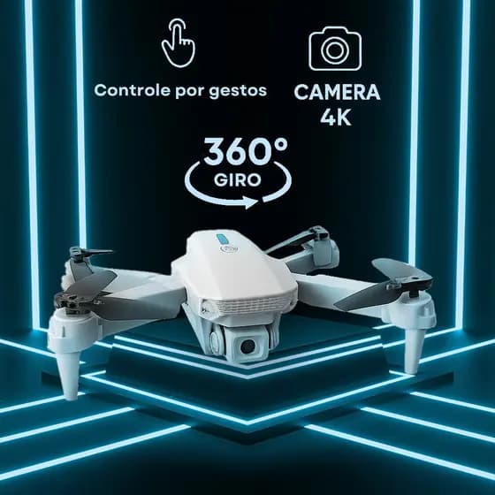Drone E88 Mini com Câmera 4K Controle por Gestos Dobrável Portátil Voo Estável Wi-Fi Iniciantes