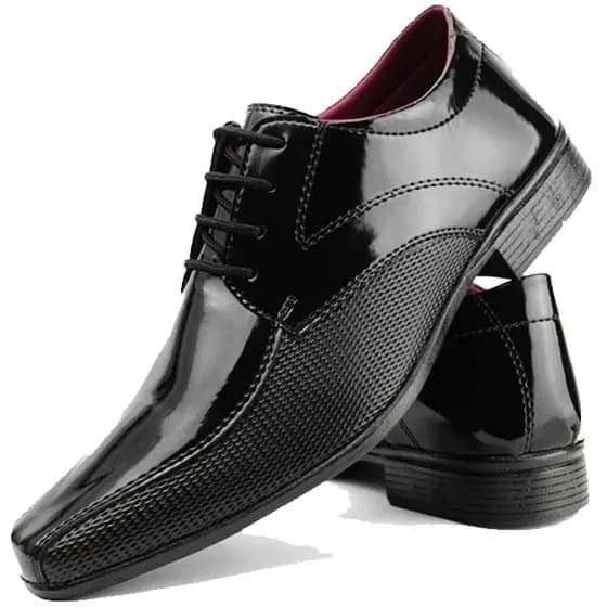 Sapato Social Masculino Preto Envernizado Modelo Amarrar 101
